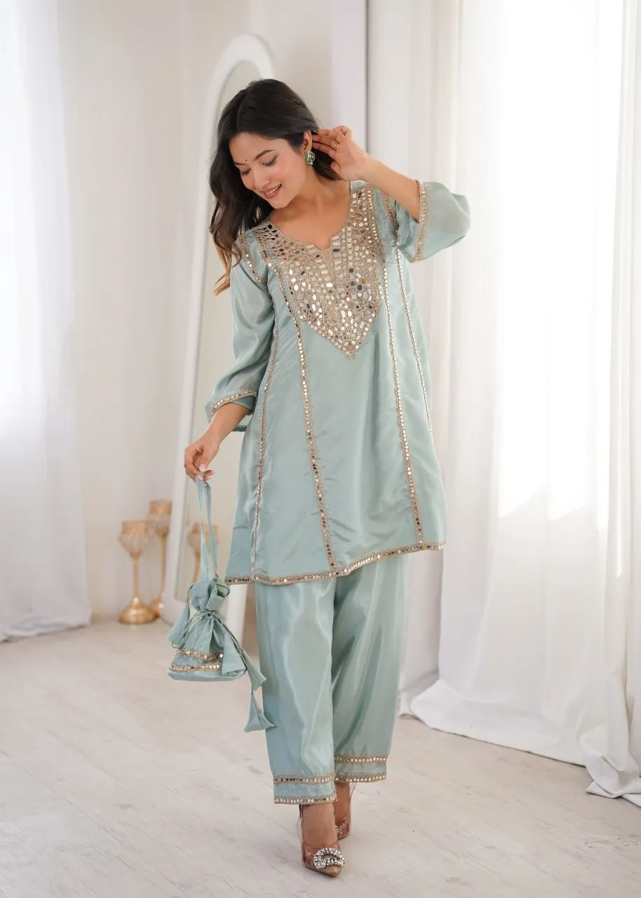 Sky Blue Trending Co ord Sets with Batwa - Image 6