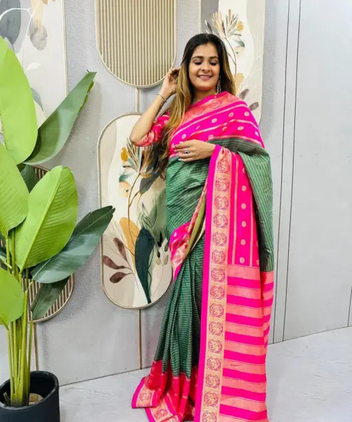 Zip and Go Saree for Wedding Green
