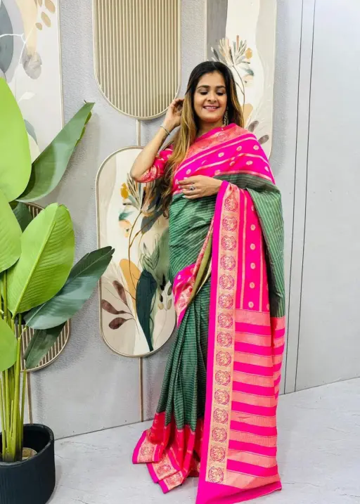 Zip and Go Saree for Wedding Green