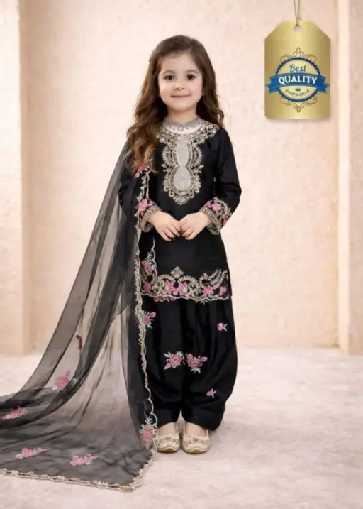Black Embroidery small kids Salwar Suit for Wedding
