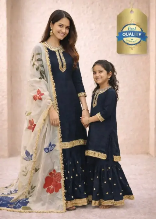 Black Mother Daughter Combo Salwar Suit for Party