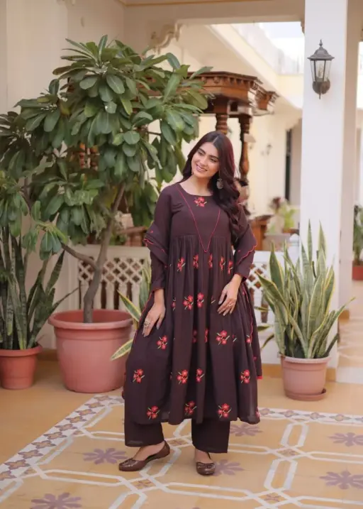 Cotton Embroidery work 3 Piece Kurta Set