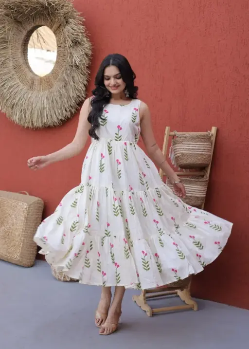 Daily Wear Flower Printed Cotton Frock
