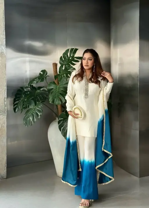 Double Shaded Short Shirt Pakistani Plazzo Dress