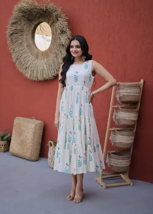 Flower Printed Cotton Frock