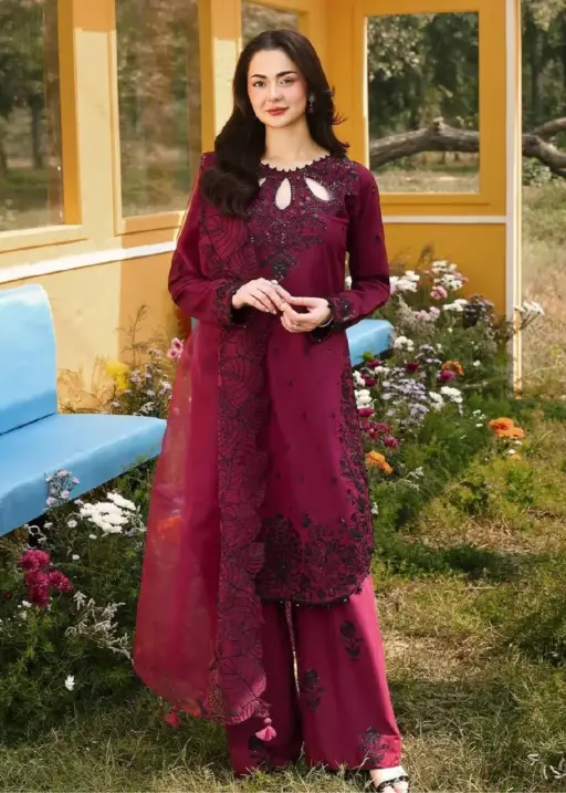 Hania Amir Inspired Marron Farsi Salwar Suit