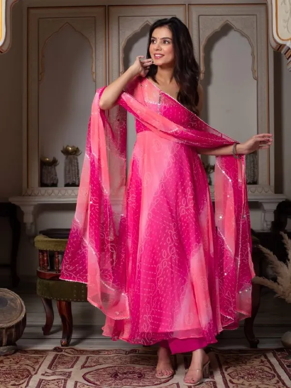 Leheriya Printed Big Flair Gown