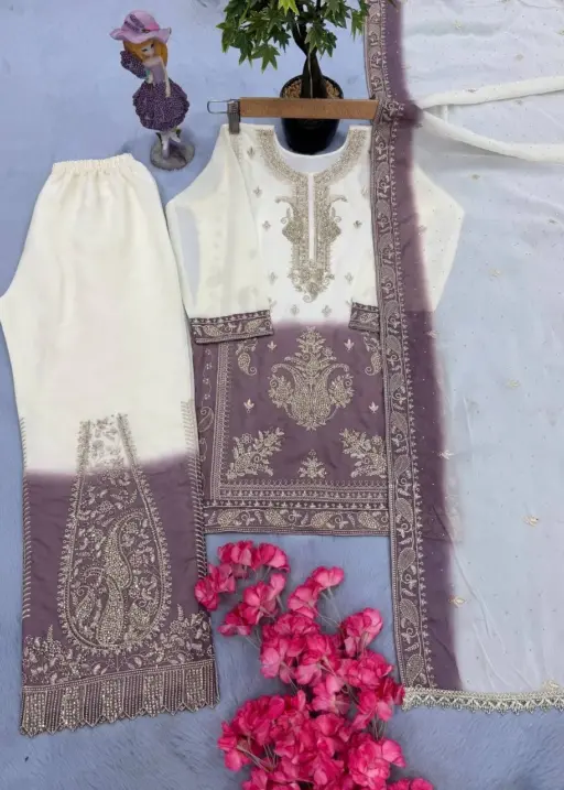 Mother Daughter Embroidery Salwar Suit matching combo dress georgette embroidery diamond work outfit for wedding and festive wear India