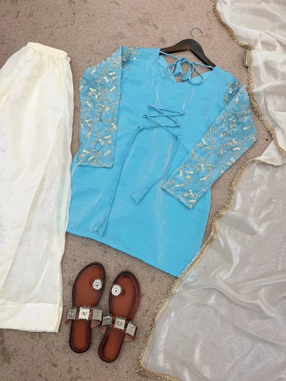 Peacock Embroidery Plazzo Salwar Suit for Wedding - Image 2