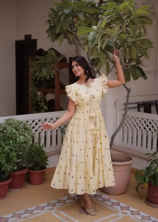 Pure Cotton Girls Frock with Embroidery