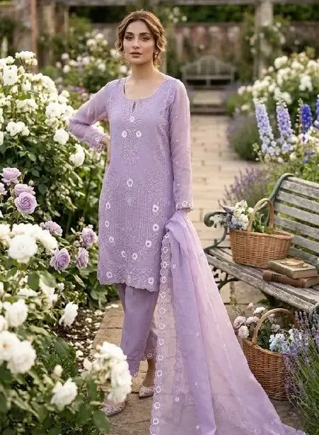 Purple Cutwork Pakistani Dress for Wedding
