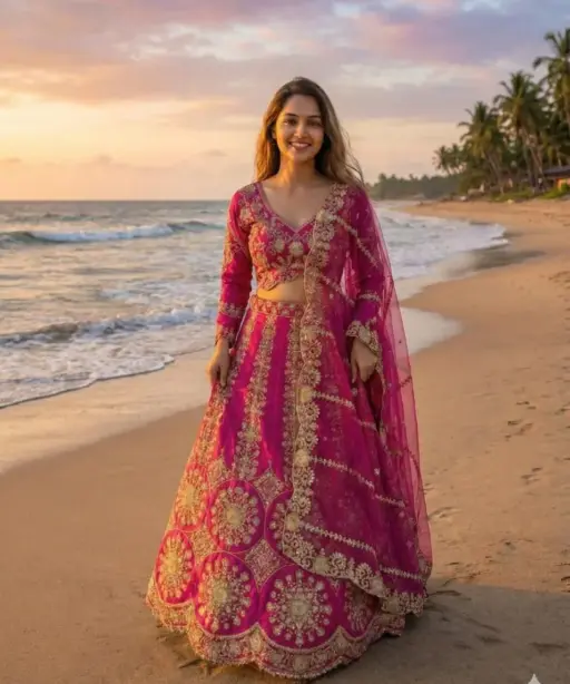 Rani Color Wedding Lehenga Choli