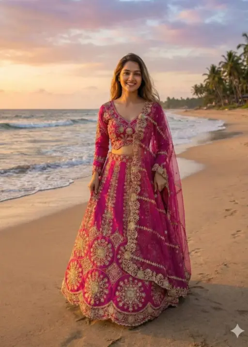 Rani Color Wedding Lehenga Choli