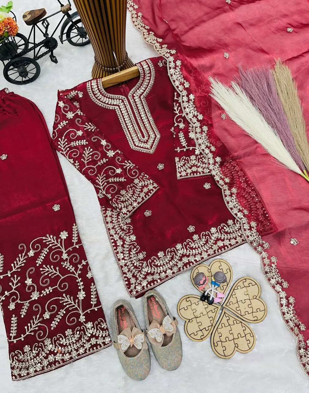 Red Small Kids Readymade Dress - Image 2