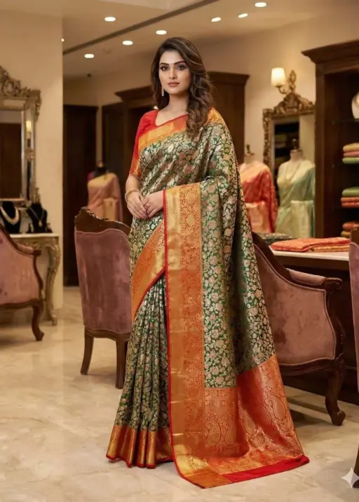 Premium Kanjivaram Silk Floral Zari Saree