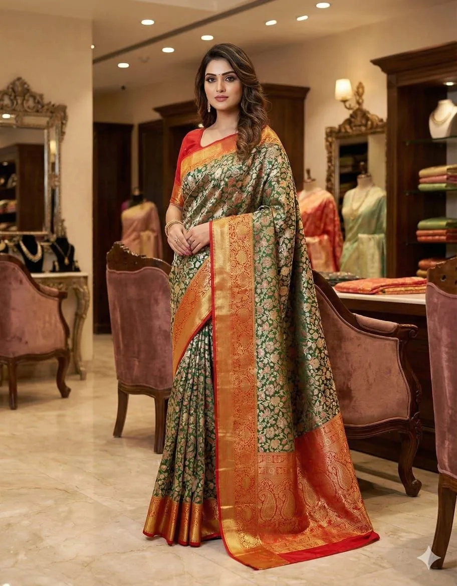 Premium Kanjivaram Silk Floral Zari Saree