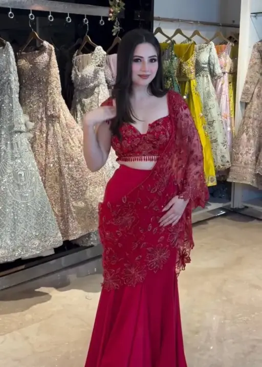 Wedding Special Red Lehenga Saree