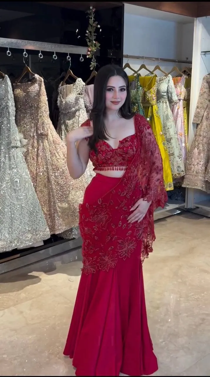 Wedding Special Red Lehenga Saree