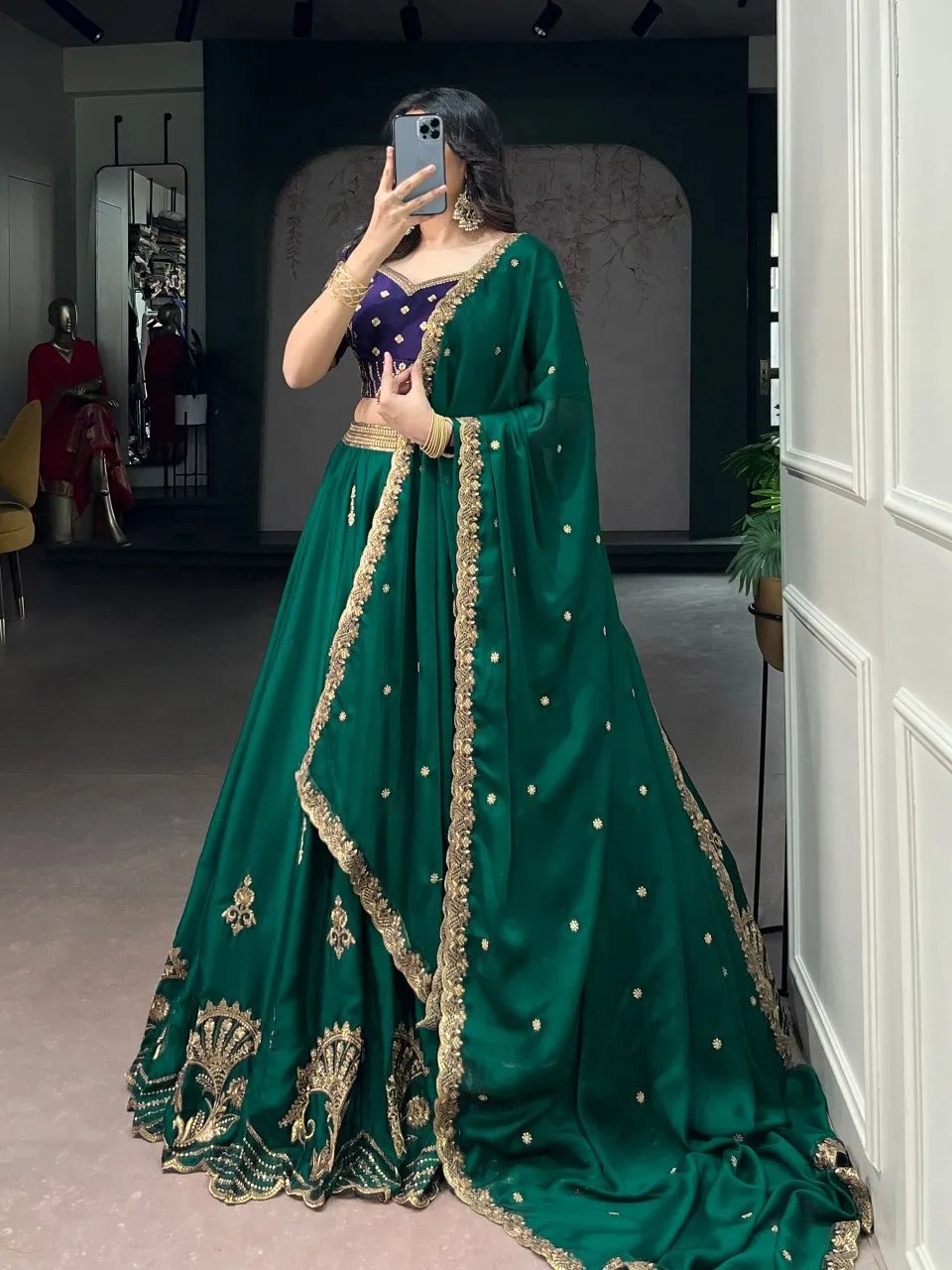 Embellished Green Traditional Lehenga Choli - Image 2