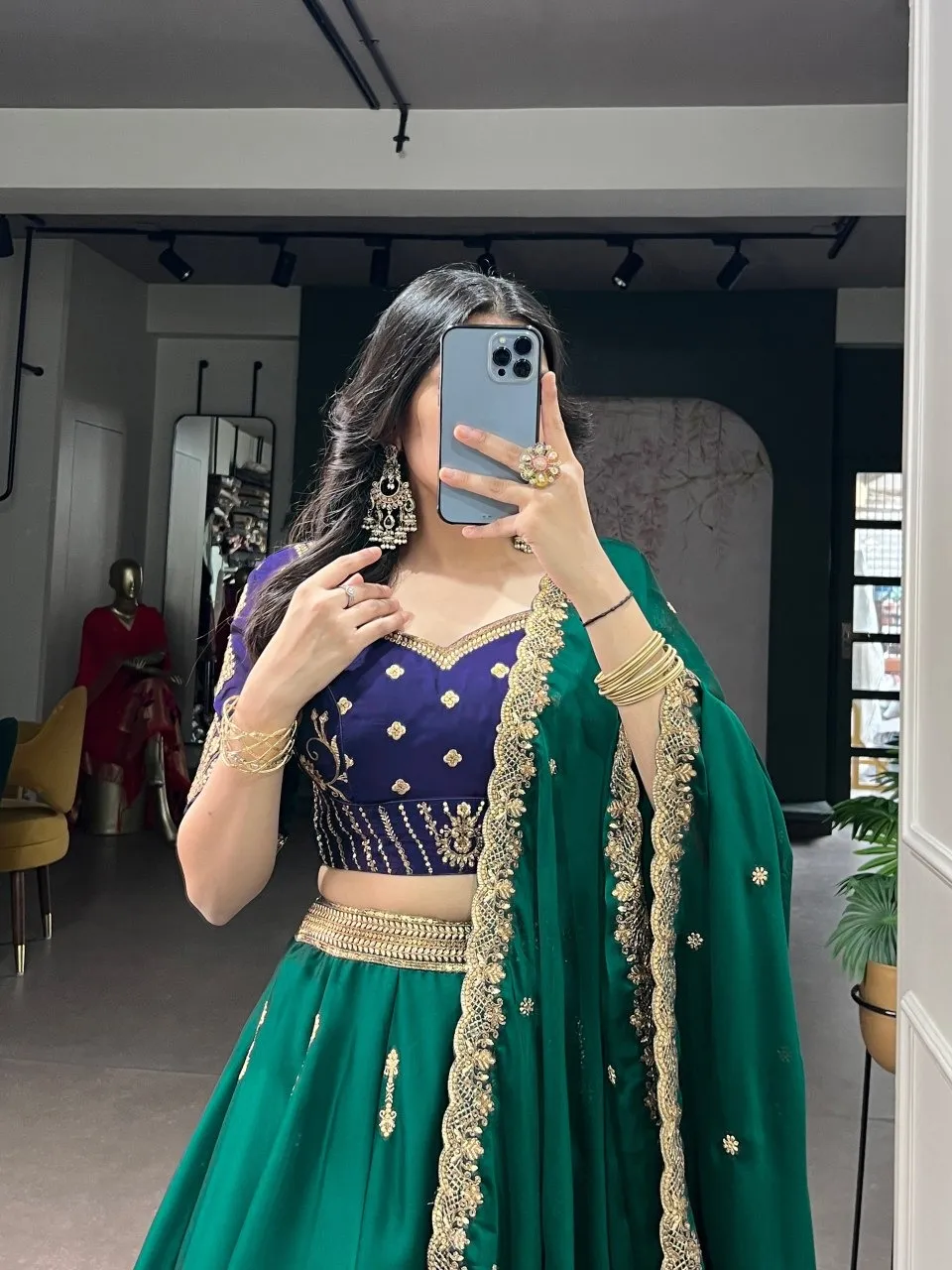 Embellished Green Traditional Lehenga Choli - Image 3
