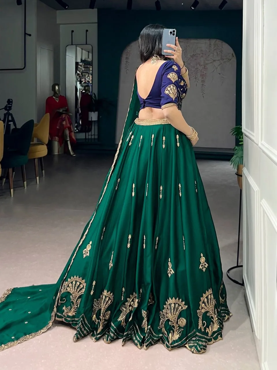 Embellished Green Traditional Lehenga Choli - Image 4