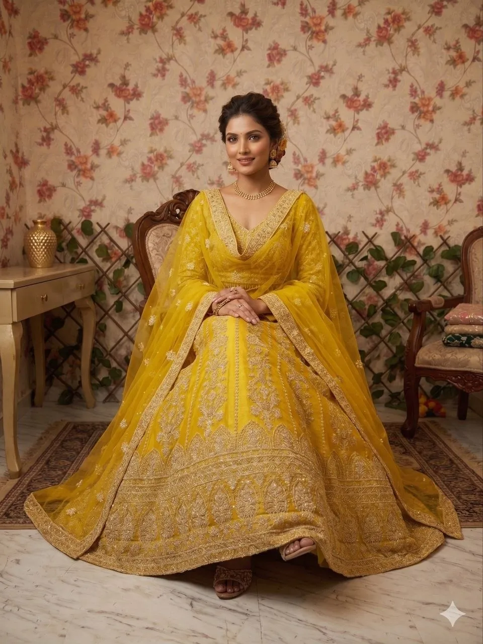 Mustad Yellow Haldi Function Lehenga Blouse - Image 2