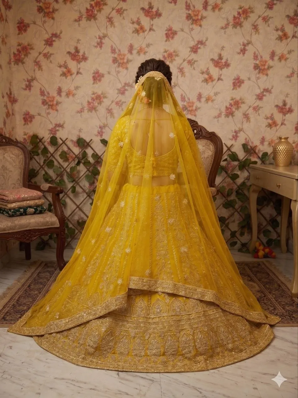 Mustad Yellow Haldi Function Lehenga Blouse - Image 4