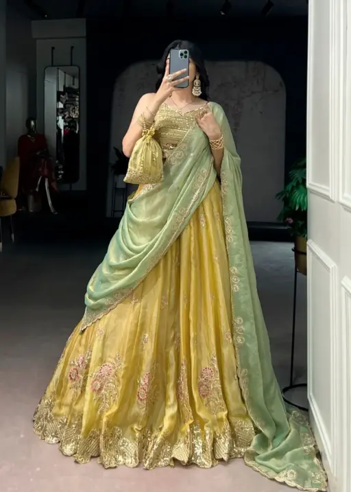 Mustard Yellow Haldi Lehenga Outfit