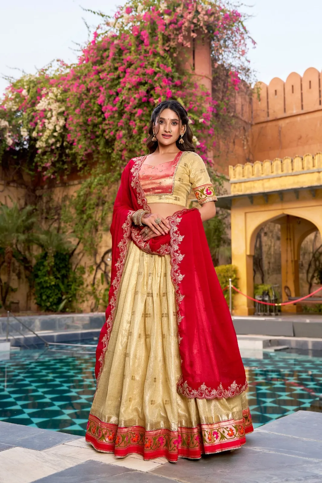 Patel Yellow Paithani Silk Lehenga for Haldi - Image 2
