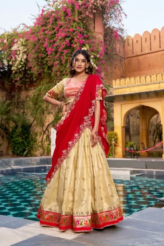 Patel Yellow Paithani Silk Lehenga for Haldi - Image 3