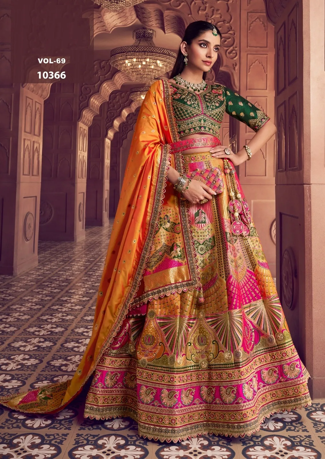 Premium Banarasi Silk Bridal Lehenga Blouse - Image 2