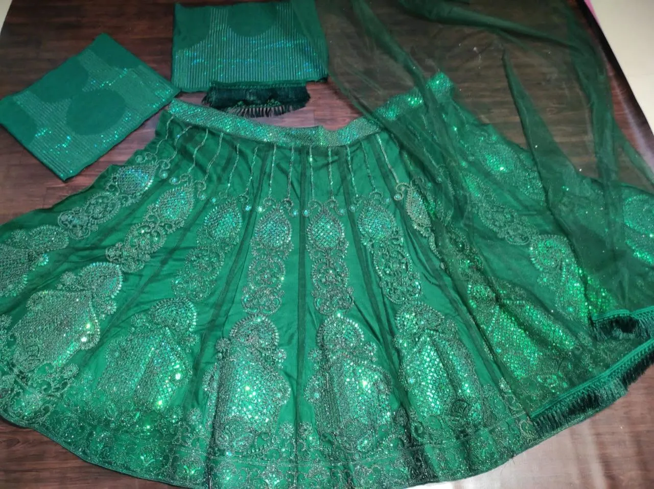 Rashmika Mandana Inspired Green Lehenga Choli - Image 3