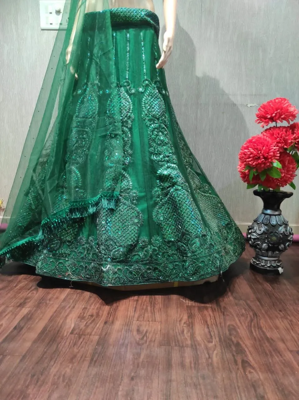Rashmika Mandana Inspired Green Lehenga Choli - Image 5