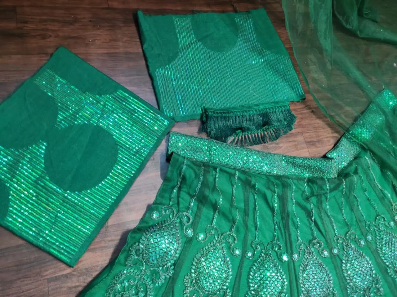 Rashmika Mandana Inspired Green Lehenga Choli - Image 6