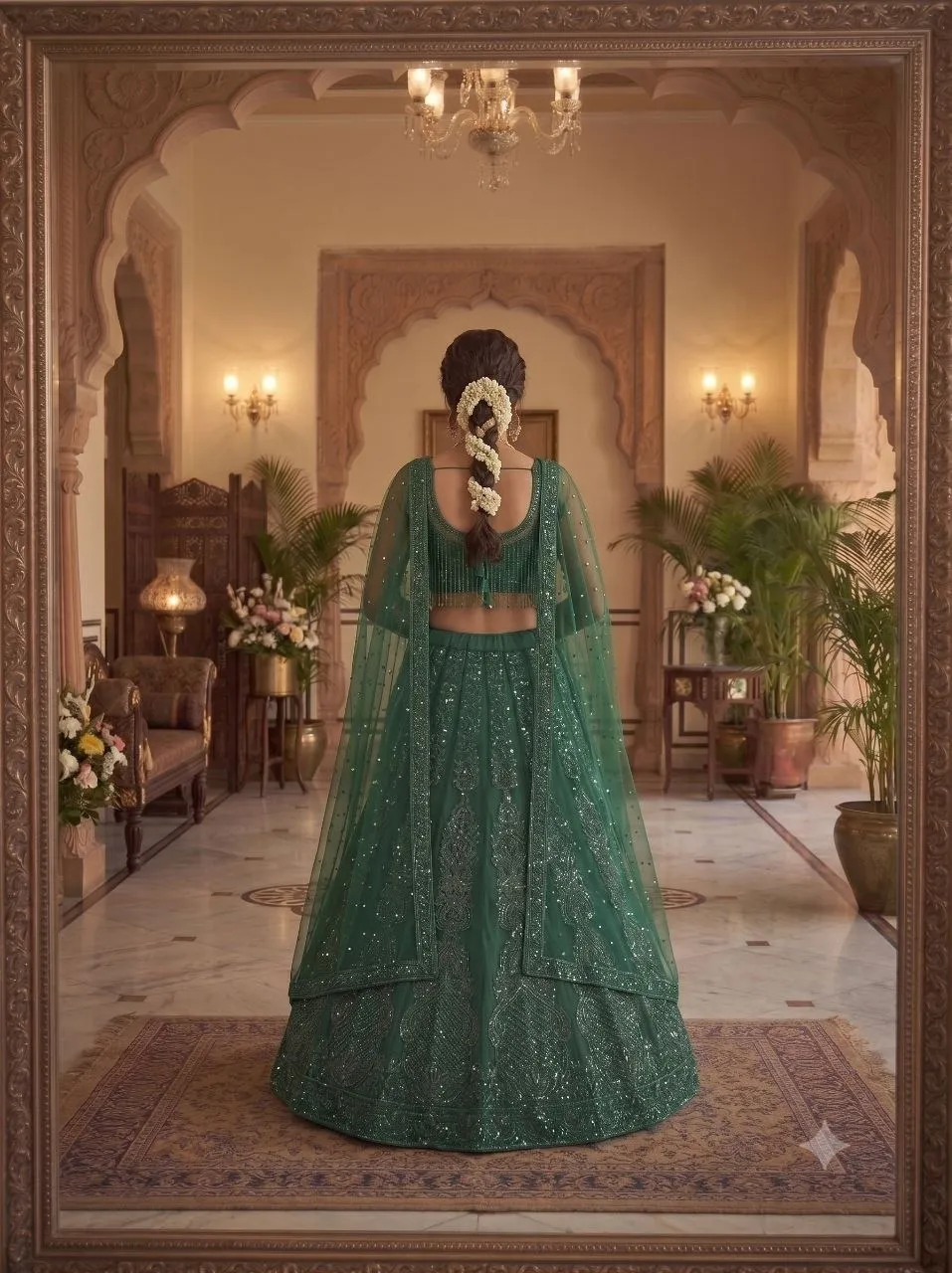 Rashmika Mandana Inspired Green Lehenga Choli - Image 7