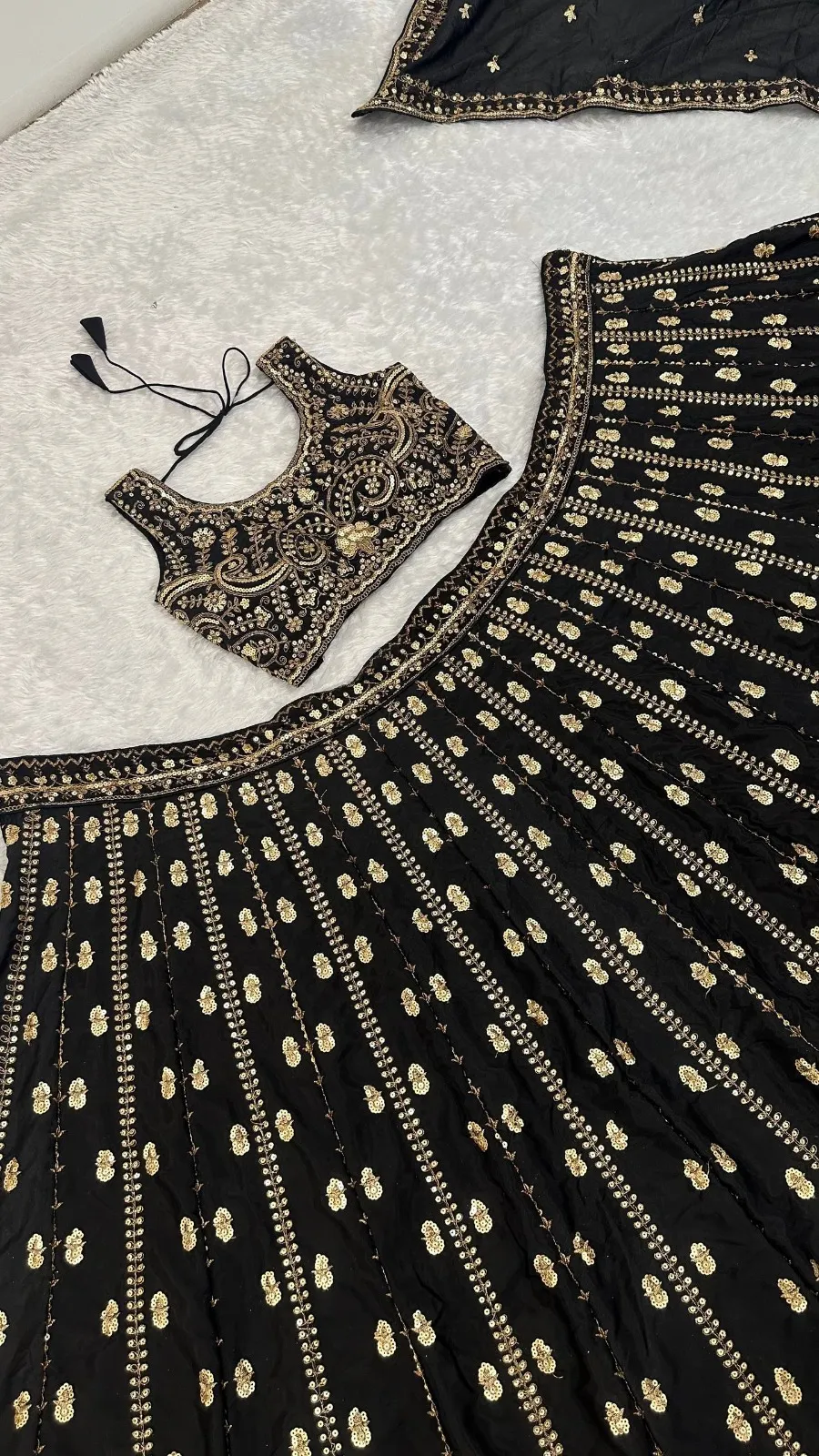 Sangeet Special Black Lehenga Blouse for Girls - Image 2