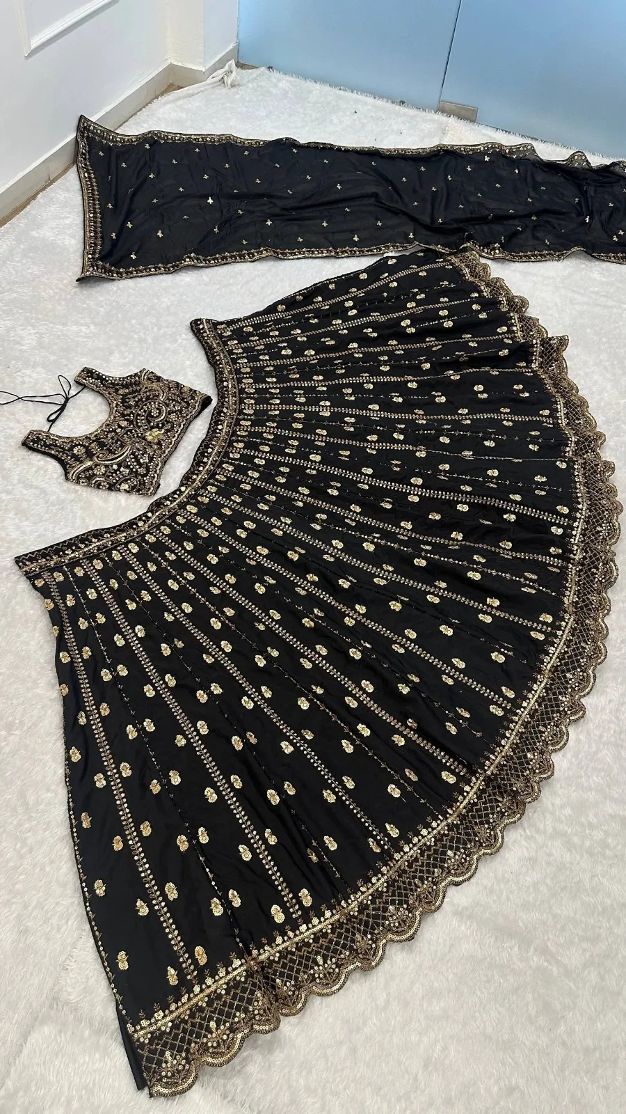 Sangeet Special Black Lehenga Blouse for Girls - Image 3