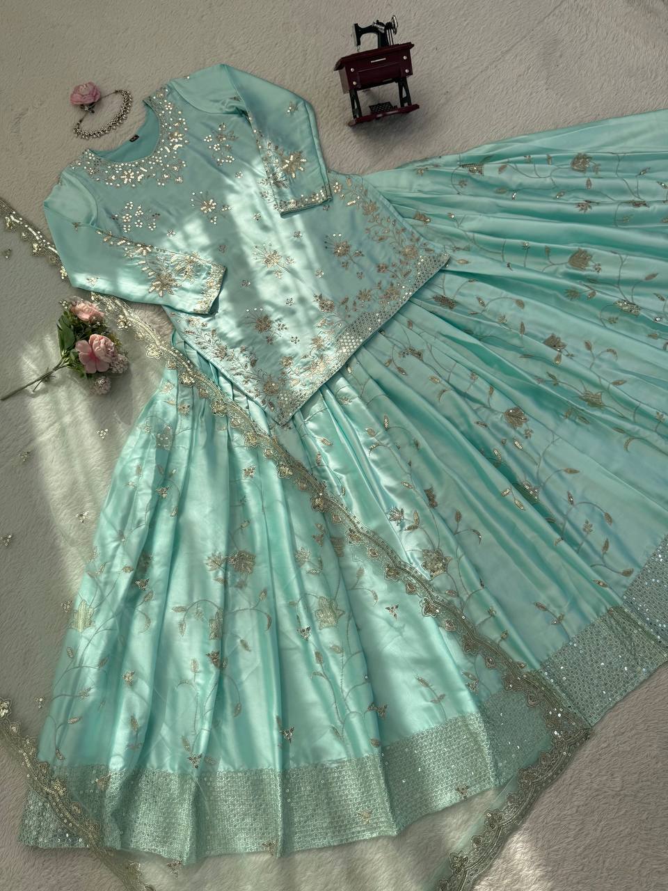 Aamna Sharif Inspired Blue Skirt Suit - Image 6