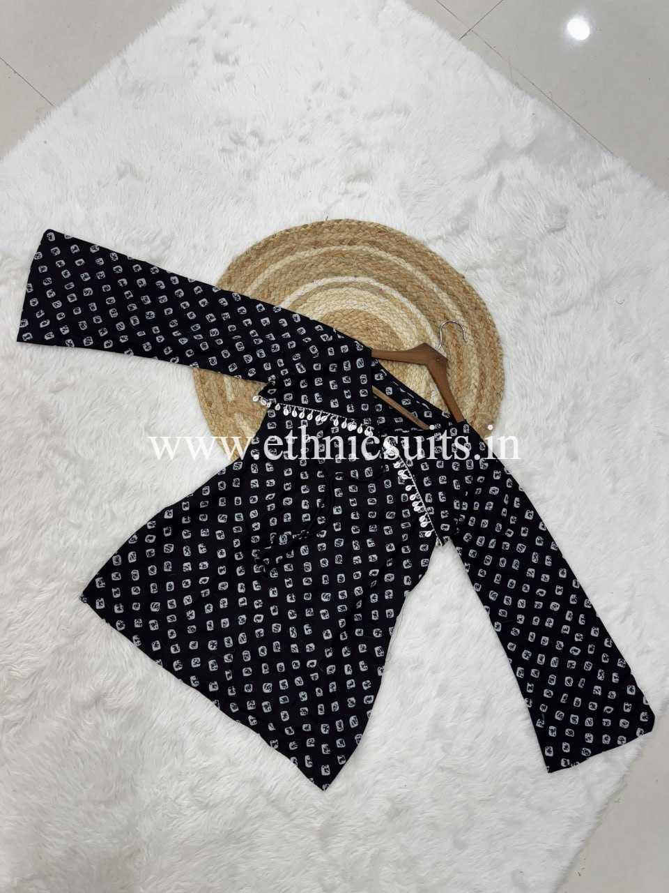 Black Bandhni Printed Short Kurta with Blouse and Bottom - Image 6