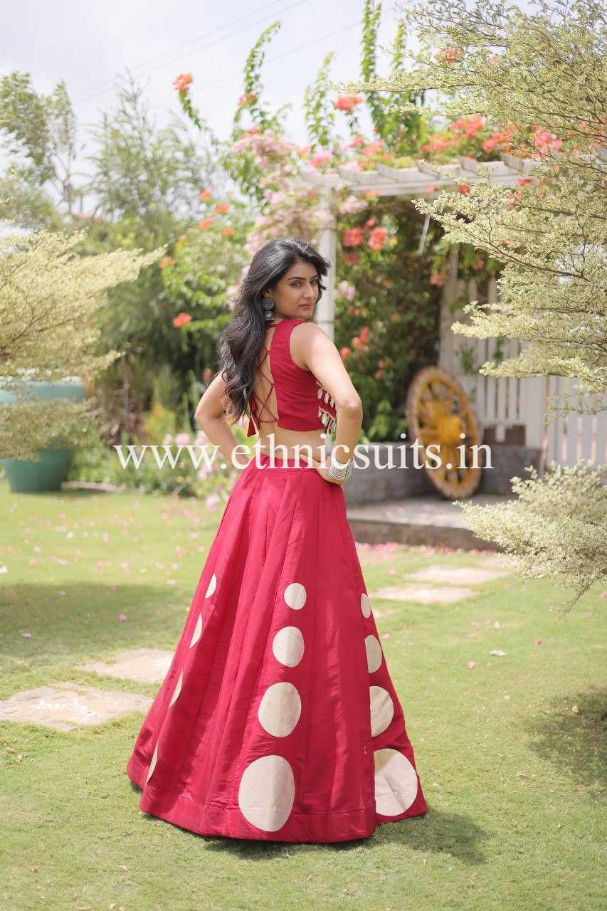 Designer Red Chaniya with Fancy Mirror work Choli for Navratri - Image 7