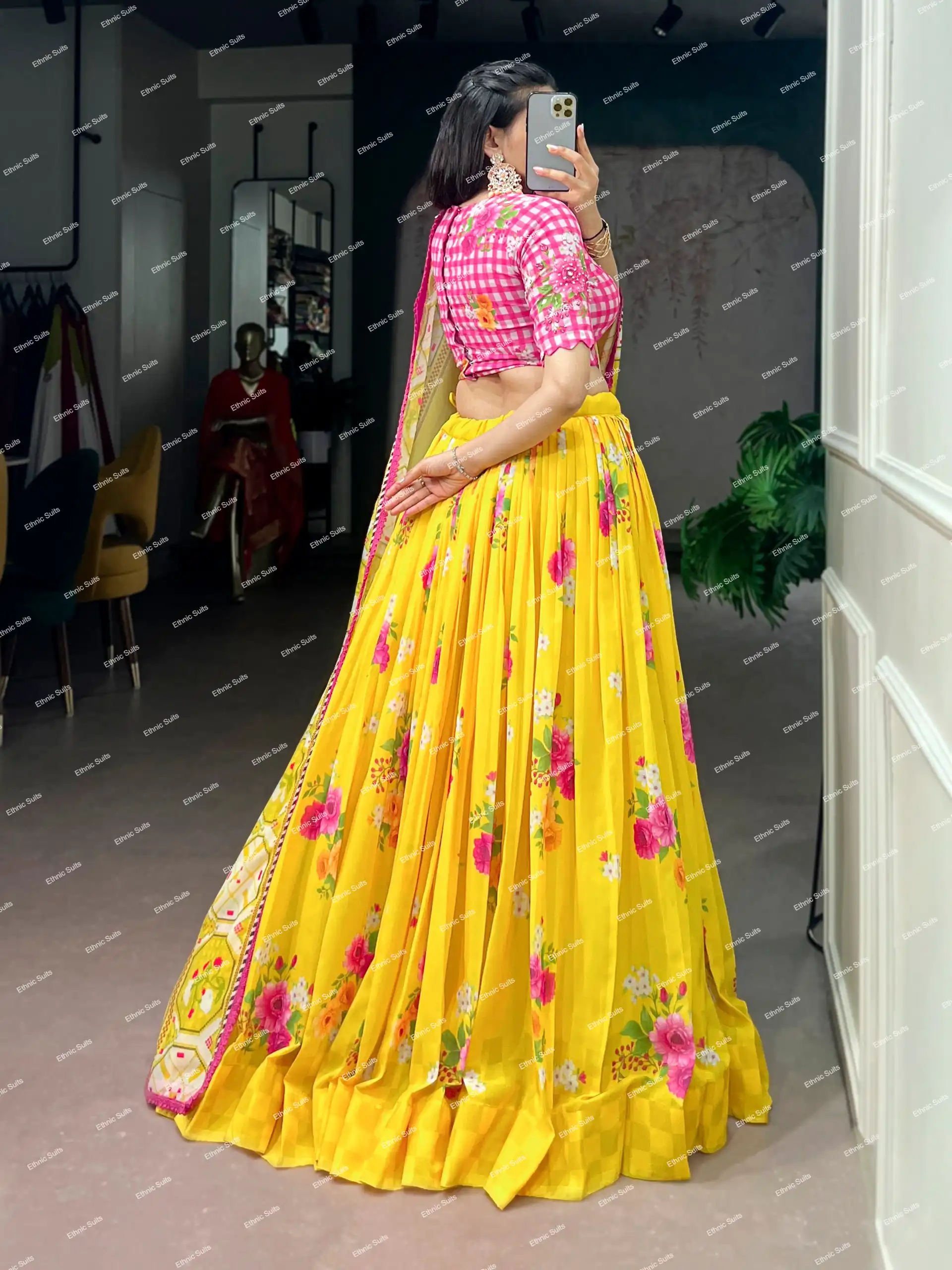 Haldi Ceremony Special Mustard Yellow Floral Lehenga Choli - Image 2