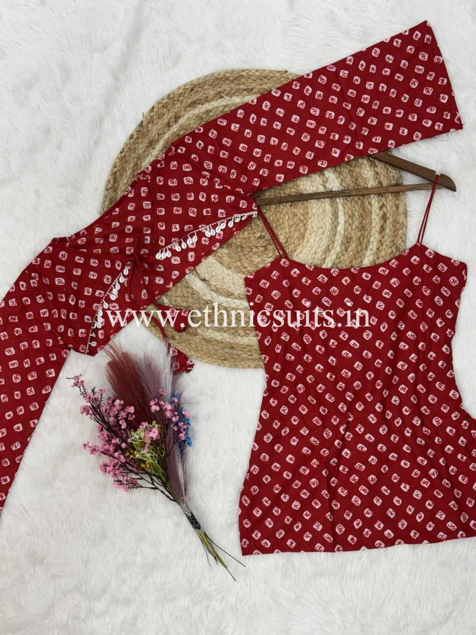 Marron Cotton Printed Boat Neck kurta with Bottom - Image 6