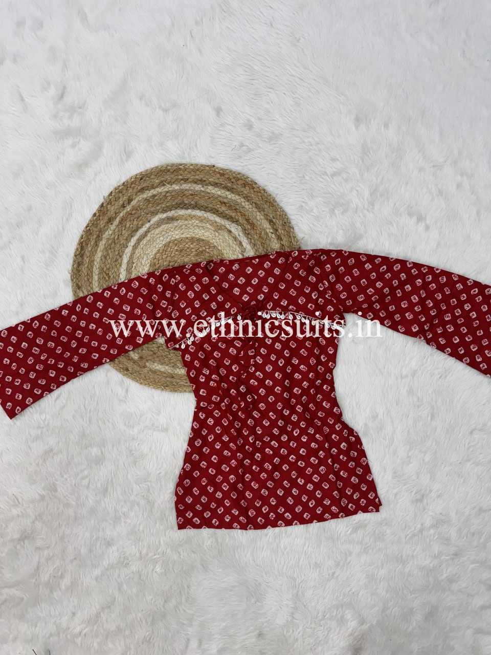 Marron Cotton Printed Boat Neck kurta with Bottom - Image 4