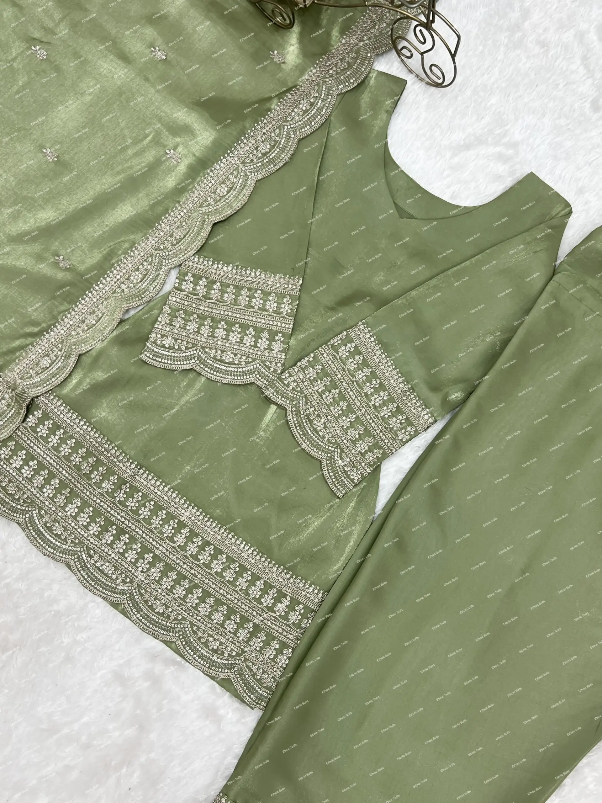 Mint Green Straight Salwar Suit for Women - Image 4