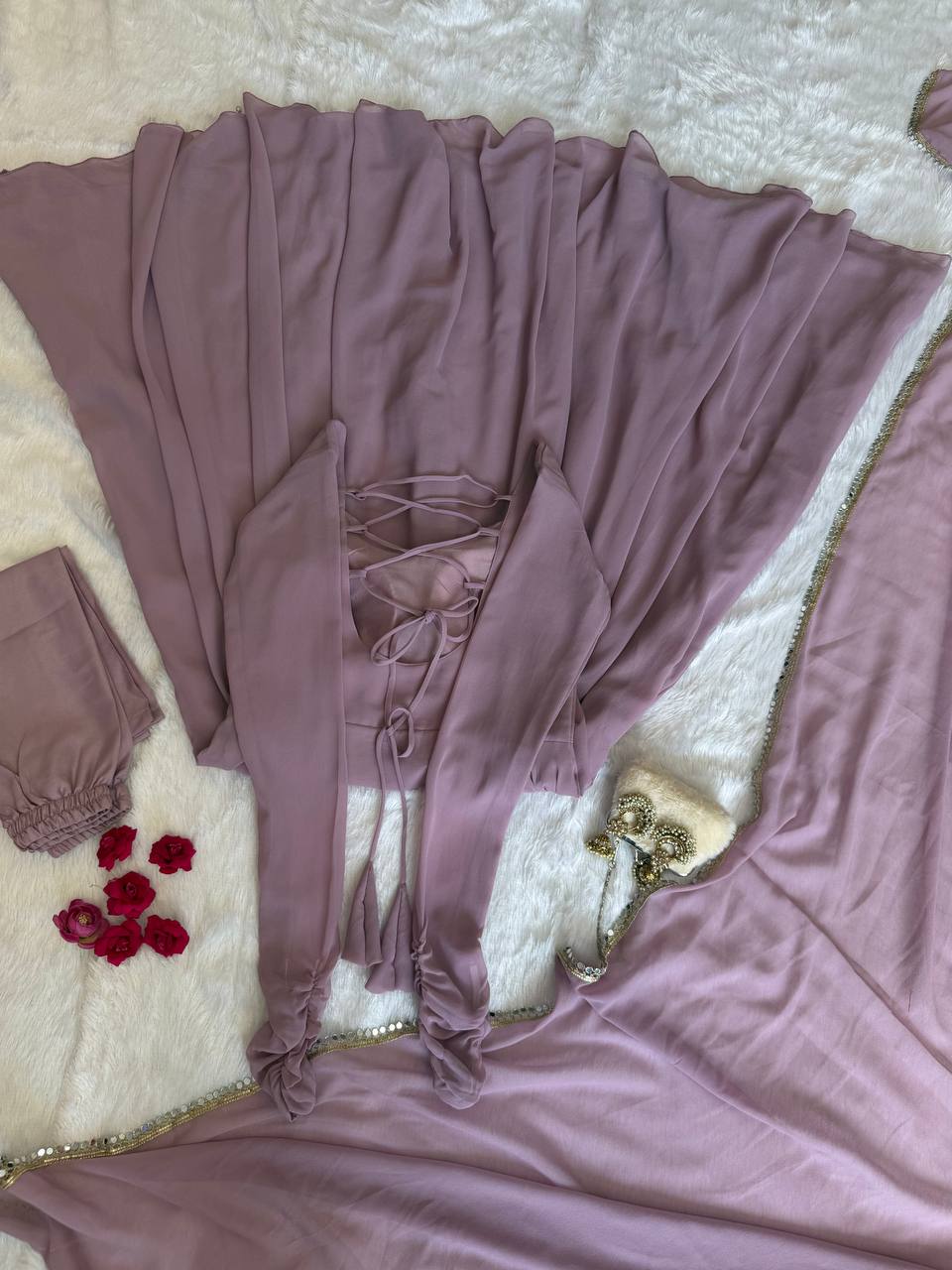 Party Wear Lilac Color Georgette Gown - Image 2
