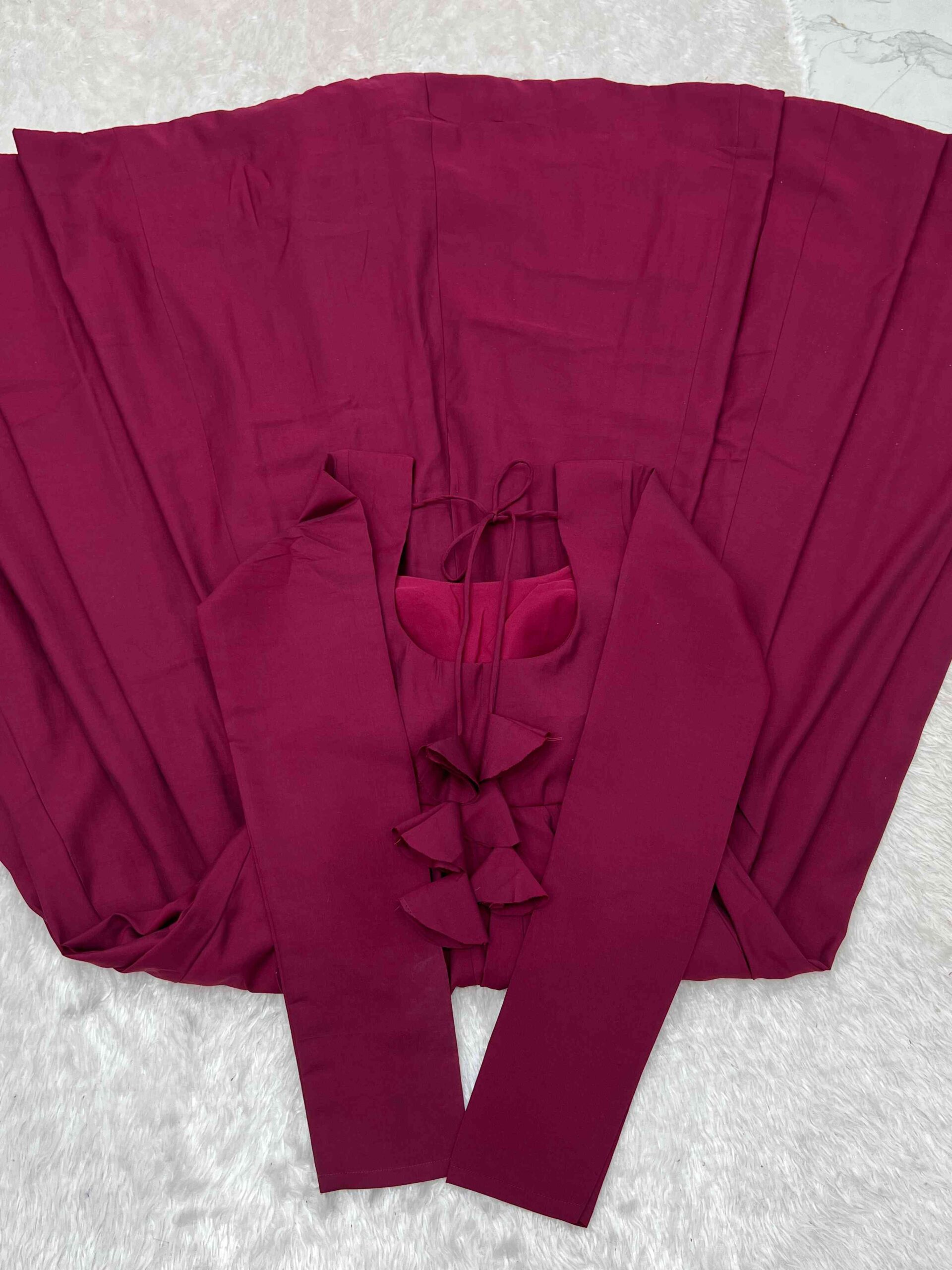 Dark Rani Gown with Jacket for Wedding - Image 5