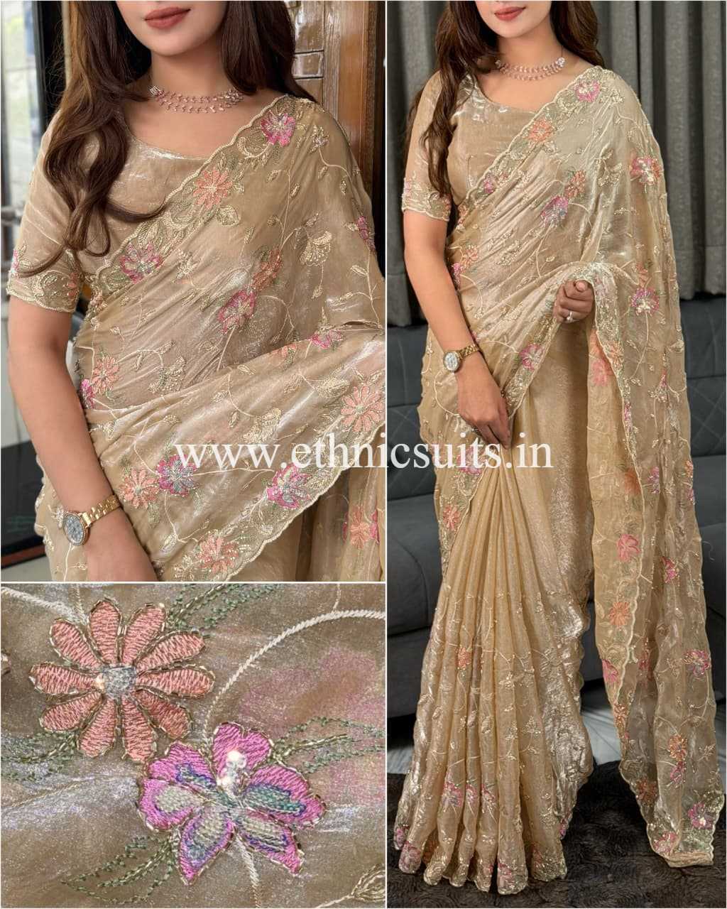 Dusky Colored Party Wear Saree - Image 2
