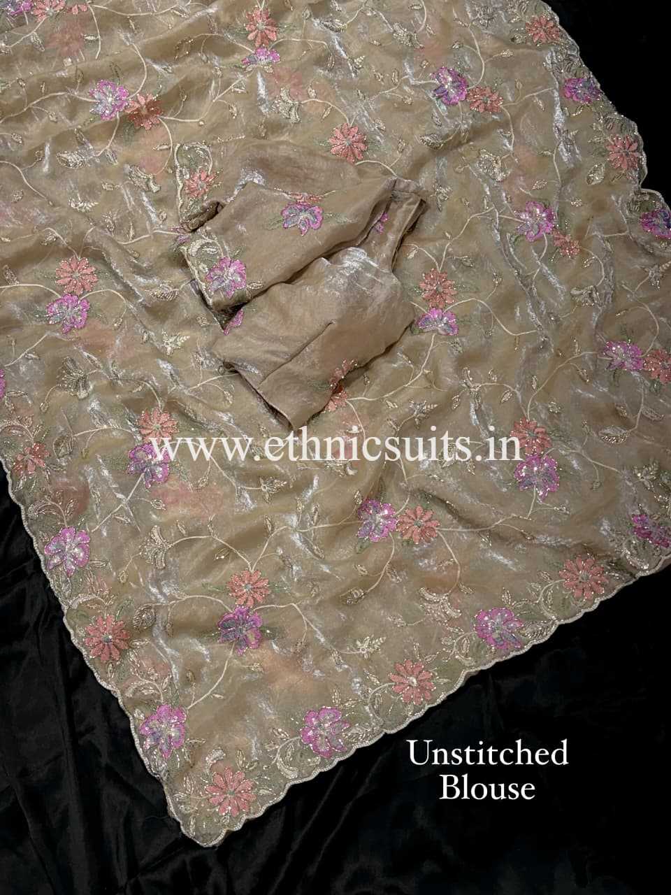 Dusky Colored Party Wear Saree - Image 4