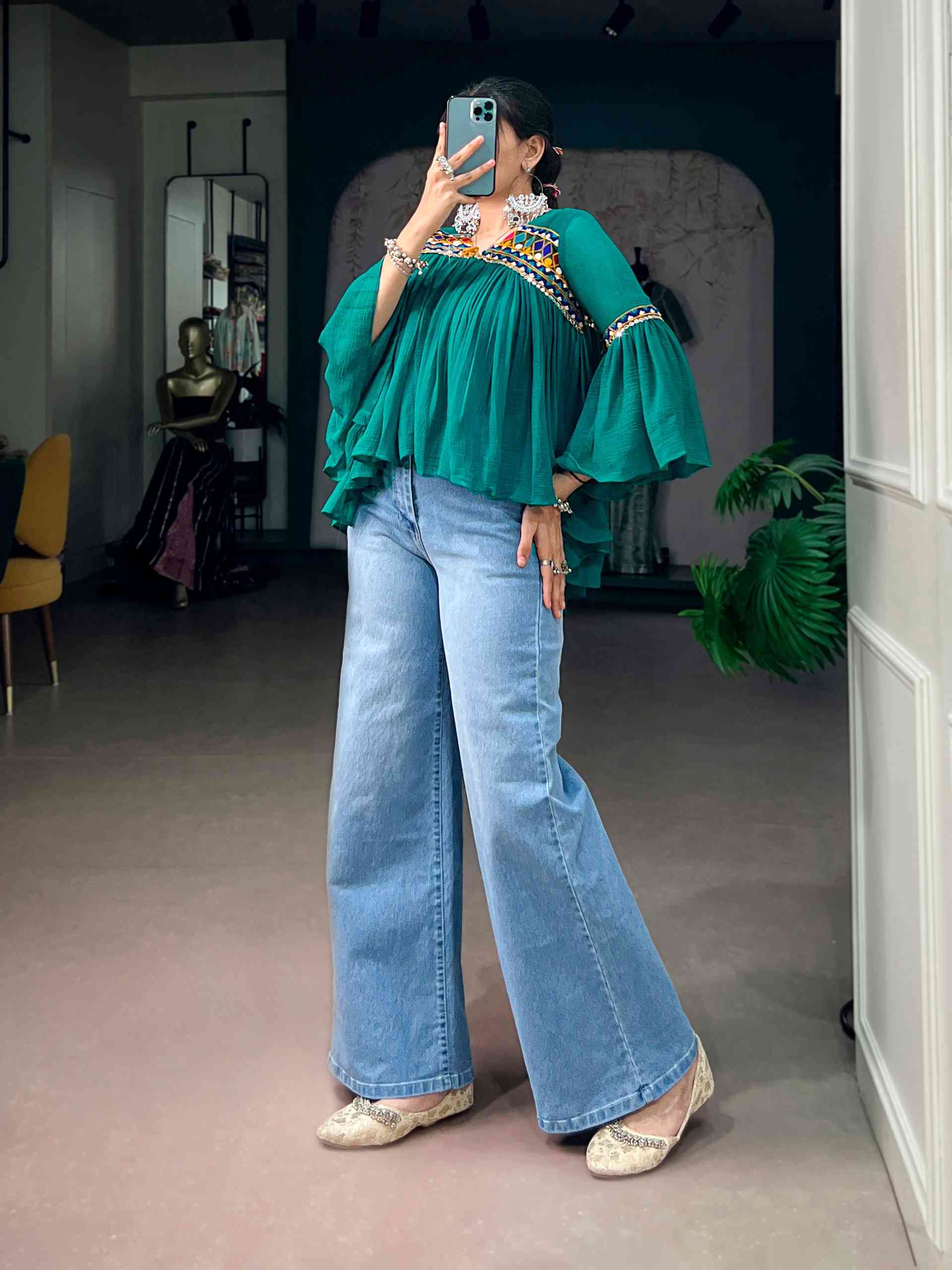 Green Tunic Tops for Garba and Navratri - Image 2