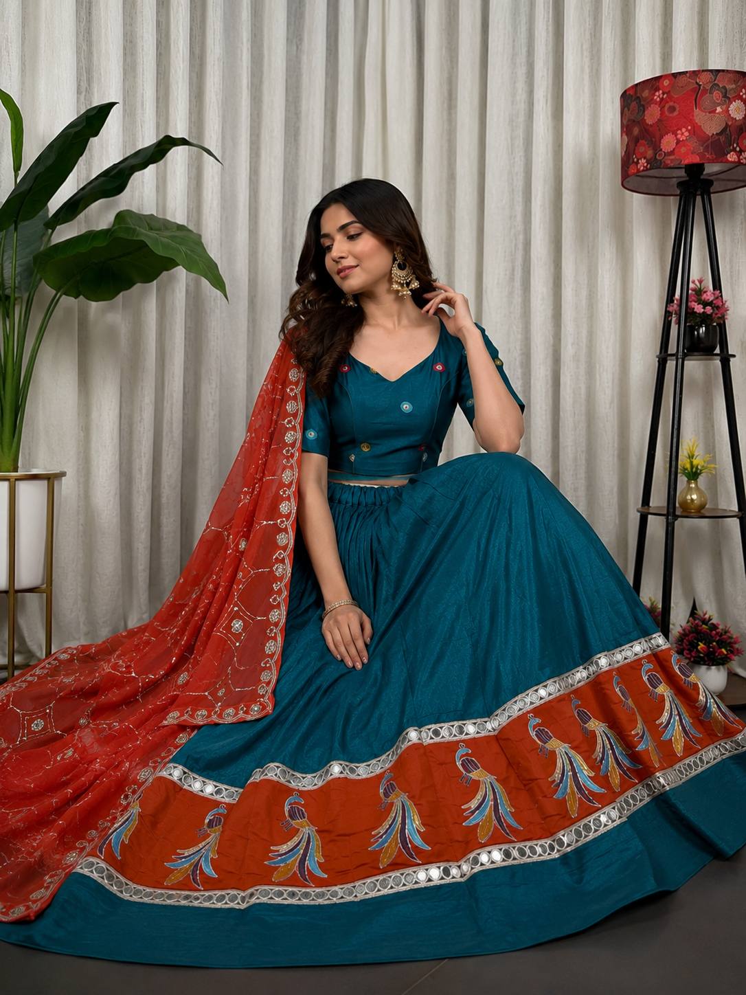 Morpich Readymade Chaniya with Red Dupatta - Image 2